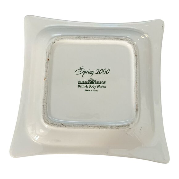 Vintage Bath & Body Works Square Ceramic Dish – Green Leaf Design – Spring 2000 - Picture 2 of 2